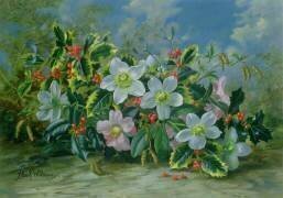 Christmas Roses and Holly (Albert Williams) - Muzeo.com