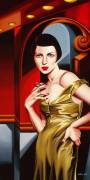 Olive Satin Dress (Catherine Abel) - Muzeo.com