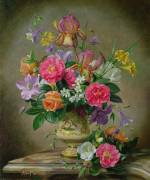 Peonies and irises in a ceramic vase (Albert Williams) - Muzeo.com
