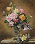 Roses in a glass vase (Albert Williams) - Muzeo.com