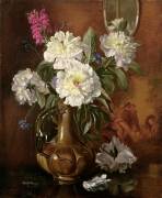 White Peonies in a Glazed Victorian (Albert Williams) - Muzeo.com