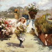 A Young Girl Gathering Flowers in the Sunshine (Vicenzo Irolli) - Muzeo.com