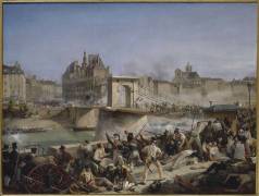 Attaque de l'hôtel de ville de Paris et combat du pont d'Arcole, le 28 juillet 1830 (Amédée Bourgeois) - Muzeo.com