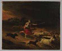 Bergère et troupeau fuyant devant l'orage (Jean-Pierre Franque) - Muzeo.com