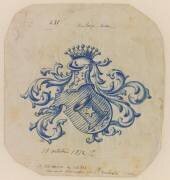 Blason aux armes de la famille Cisternes de Vinzelles (Emile Gallé) - Muzeo.com
