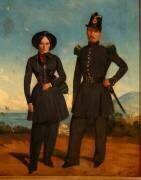 Cantinière et chasseur d'un bataillon de chasseurs à pied en Algérie, vers 1845 (Edouard Moreau) - Muzeo.com