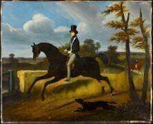 Cavalier en redingote sur cheval noir (anonymous) - Muzeo.com