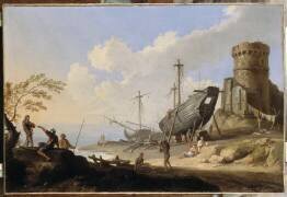 Chantier naval sur la côte (Jacob de Heusch) - Muzeo.com