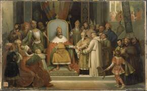 Charlemagne entouré de ses principaux officiers, reçoit Alcuin (Jules Laure) - Muzeo.com
