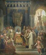 Charlemagne, entouré des ses principaux officiers, reçoit Alcuin (Jean Victor Schnetz) - Muzeo.com