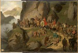 Charlemagne traverse les Alpes pour aller combattre Didier, roi des Lombards, 773 (Eugène Roger) - Muzeo.com