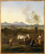Cheval blanc dans un paysage italien (Karel Dujardin) - Muzeo.com