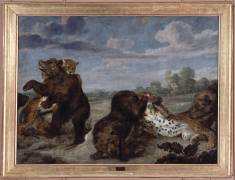 Combat d'ours et de léopards (Paul de Vos) - Muzeo.com