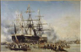 Débarquement de Louis-Philippe à Portsmouth, le 8 octobre 1844 (Eugène Isabey) - Muzeo.com