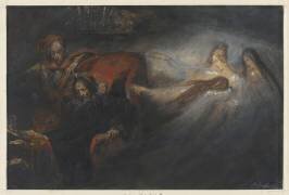 Faust dans son cabinet, Méphisto et trois spectres de femmes (Ary Scheffer) - Muzeo.com