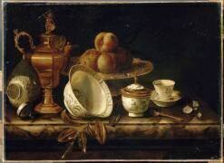 Fruit et vaisselle sur une table de marbre (Pieter Gerritsz van...) - Muzeo.com