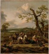 Halte de paysans allant au marché (Johannes Wijnants) - Muzeo.com