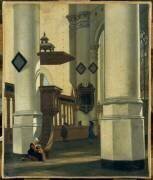 Intérieur d'église avec femme au pied d'une chaire (Hendrick van Streek (d'après)) - Muzeo.com