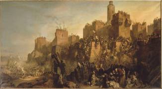 Jacques Molay, grand-maître de l'ordre du Temple en 1298, prend Jérusalem par surprise, en 1299 (Claudius Jacquand) - Muzeo.com