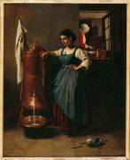 La Fontaine en cuivre ; intérieur de cuisine dit aussi Servante tirant de l'eau (François Bonvin) - Muzeo.com