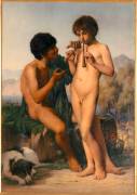 La Leçon de flûte (Jules Elie Delaunay) - Muzeo.com