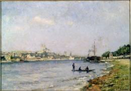 La Seine à Passy - Le Trocadéro et le pont de Grenelle vus du quai de Javel (Stanislas Victor Edouard...) - Muzeo.com