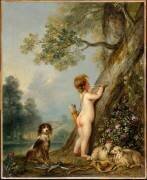 L'Amour gravant sur un arbre le nom de La Vallière (Charles-Etienne Leguay) - Muzeo.com