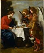 Le Christ servi par deux anges (Jacopo Vignali) - Muzeo.com
