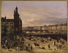 Le marché aux fleurs, la tour de l'Horloge, le pont au Change, le pont Neuf (Giuseppe Canella) - Muzeo.com