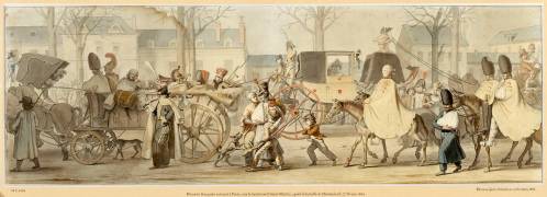 Les blessés français rentrant dans Paris aprés la bataille de Montmirail, 17 février 1814 (Etienne-Jean Delécluze) - Muzeo.com