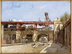 Les Travaux de relèvement du chemin de fer de ceinture, le pont de la rue de la Voûte (Paul Désiré Trouillebert) - Muzeo.com
