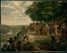 Louis XIV et madame de Maintenon sur la terrasse du château de Compiègne. (Raymond-Joseph de...) - Muzeo.com