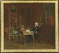 Louis XVIII représenté assis à sa table de travail dans son cabinet de travail aux Tuileries en 1823 (François Gérard) - Muzeo.com