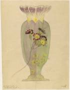 Modèle de vase en cristal en forme de fleur de primevère et à décor de primevères (Emile Gallé) - Muzeo.com