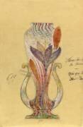 Modèle de vase en cristal en forme de cornet à deux anses et à décor de crocus (Emile Gallé) - Muzeo.com