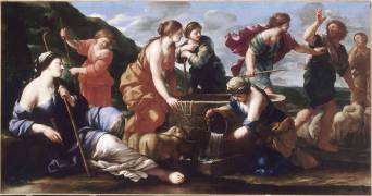 Moïse et les filles de Jethro (Giovanni Francesco Romanelli) - Muzeo.com