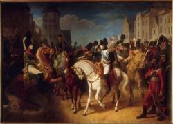 Napoléon Ier décore à Tilsitt le grenadier Lazareff de la croix de la Légion d'Honneur (Jean-Baptiste Debret) - Muzeo.com