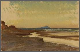 Nettuno, soir sur la plage vers Monte Circeo (Ernest Hébert) - Muzeo.com