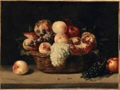 Panier de grenades, pêches et raisins (Jacques Linard) - Muzeo.com