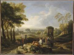 Paysage : vue d'Italie avec femmes à la fontaine (Jan Franz van Bloemen) - Muzeo.com