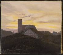 Paysage au crépuscule avec une église (Carl Gustav Carus) - Muzeo.com