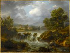 Paysage avec chute d'eau (Félix Marie Ferdinand...) - Muzeo.com