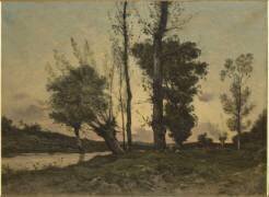 Paysage avec grands arbres et ruisseaux (Henri Joseph Harpignies) - Muzeo.com