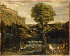 Paysage avec Hercule combattant Acheloüs changé en taureau (Domenichino) - Muzeo.com