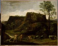 Paysage avec Hercule tirant Cacus de sa caverne (Domenichino) - Muzeo.com