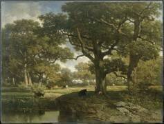 Paysage. Un boeuf vient s'abreuver à une mare (Willem Roelofs) - Muzeo.com