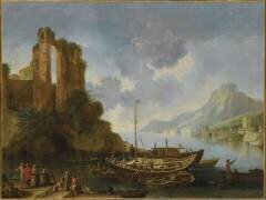 Rivage avec barques et ruines (Adrien Manglard) - Muzeo.com