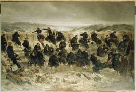 Siège de Sébastopol, chasseurs à pied de la Garde impériale à la tranchée du Mamelon-Vert (Alphonse de Neuville) - Muzeo.com