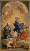 Une bienheureuse abbesse (sainte Gertrude la Grande ?) recevant la communion des mains du Christ (Baciccio) - Muzeo.com