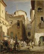 Une fête à Genazzano (Etats romains) (Oswald Achenbach) - Muzeo.com
